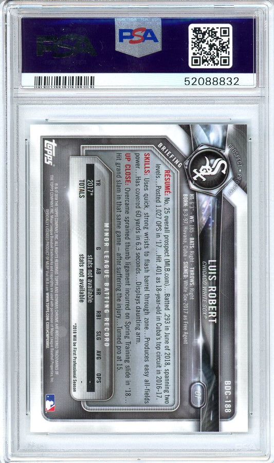 Graded 2018 Topps Bowman Draft Luis Robert #BDC188 Chrome Baseball Card PSA 10 Gem Mint