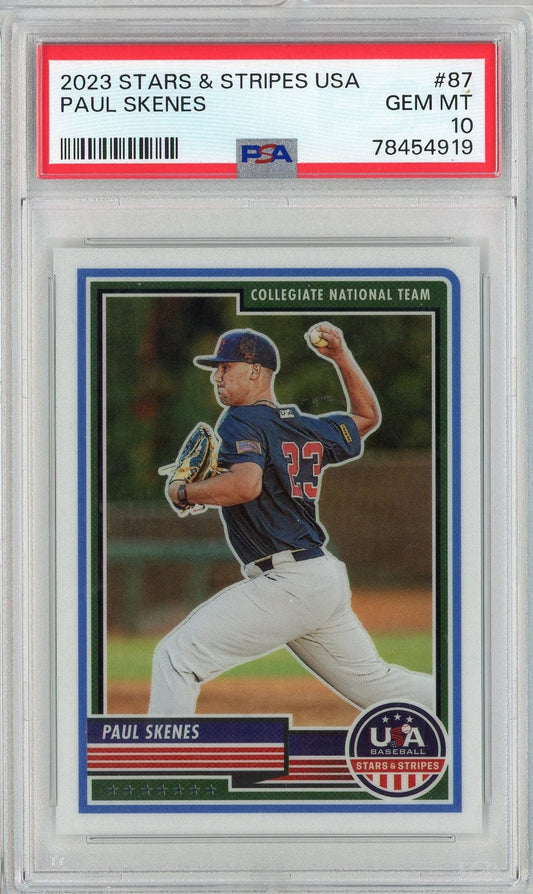Graded 2023 Panini Stars & Stripes USA Paul Skenes #87 Rookie RC Baseball Card PSA 10 Gem Mint