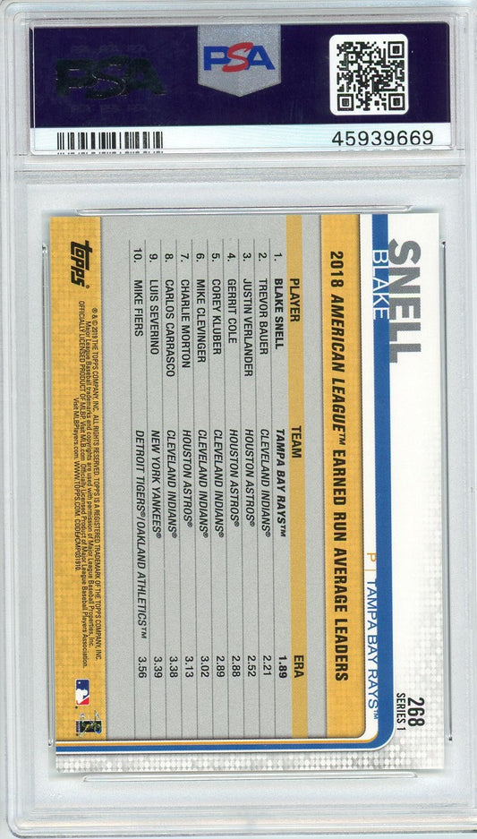 Graded 2019 Topps Complete Set Blake Snell #268 582 Montgomery Club Baseball Card PSA 10 Gem Mint