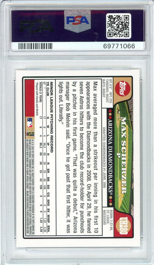 Graded 2008 Topps Update & Highlights Max Scherzer #UH280 Rookie RC Baseball Card PSA 10 Mint