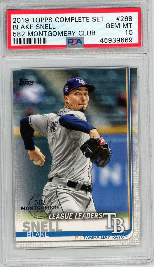 Graded 2019 Topps Complete Set Blake Snell #268 582 Montgomery Club Baseball Card PSA 10 Gem Mint