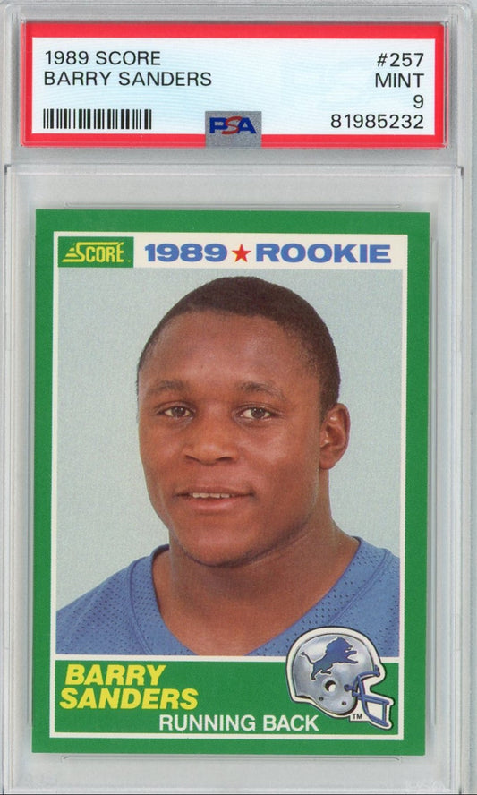 Graded 1989 Score Barry Sanders #257 Rookie RC Football Card PSA 9 Mint