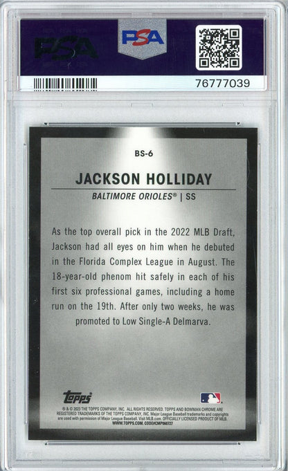 Graded 2023 Topps Bowman Jackson Holliday #BS6 Spotlights Rookie RC Baseball Card PSA 10 Gem Mint