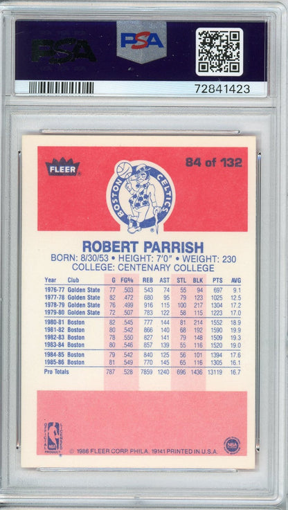 Graded 1986 Fleer Robert Parrish #84 Basketball Card PSA 9 Mint