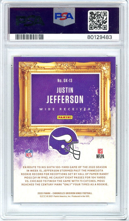 Graded 2020 Panini Chronicles Justin Jefferson #GK13 Gridiron Kings Rookie RC Football Card PSA 10 Gem Mint