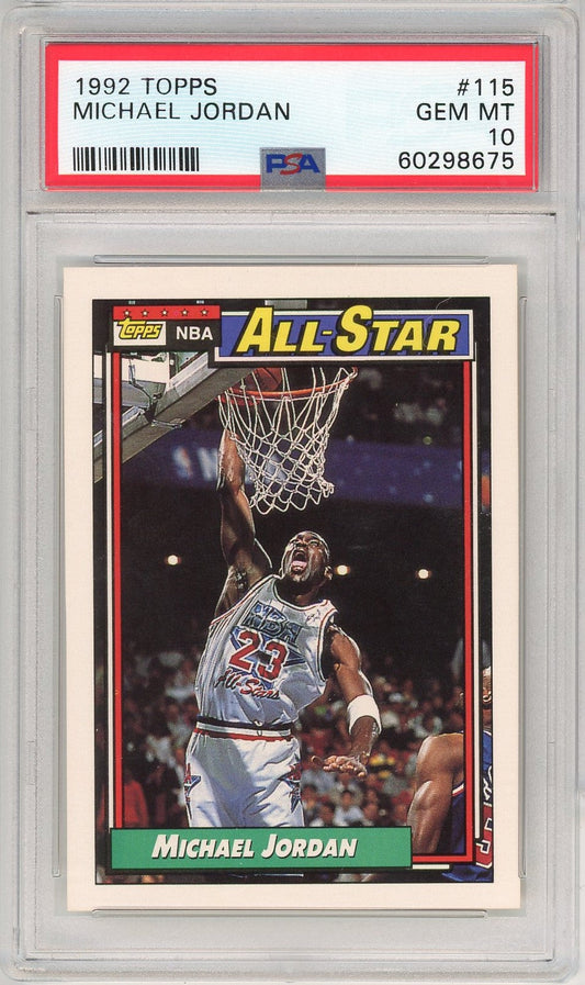 Graded 1992 Topps Michael Jordan #115 Basketball Card PSA 10 Gem Mint