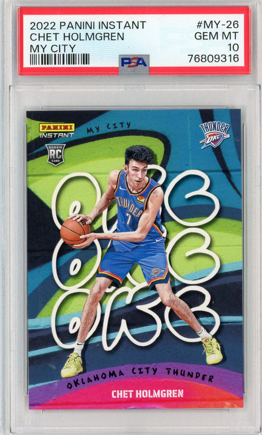 Graded 2022 Panini Instant Chet Holmgren #MY-26 My City Rookie RC Basketball Card PSA 10 Gem Mint