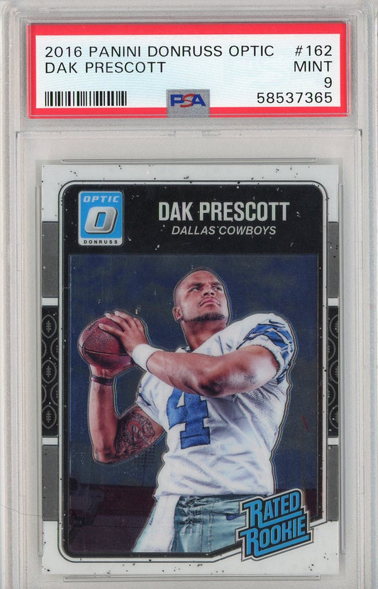 Graded 2016 Panini Donruss Optic Dak Prescott #162 Rookie RC Football Card PSA 9 Mint