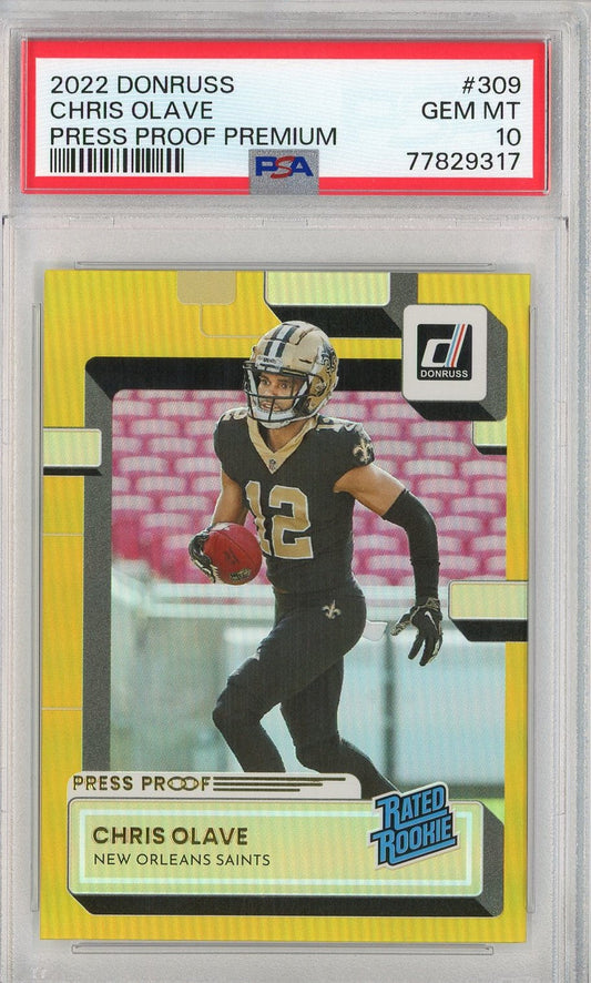 Graded 2022 Panini Donruss Chris Olave #309 Press Proof Premium Rookie RC Football Card PSA 10 Gem Mint