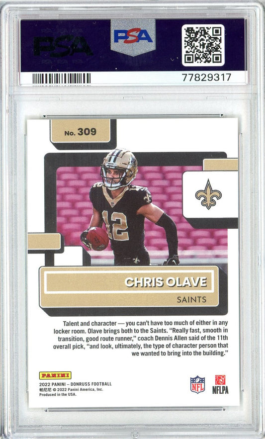 Graded 2022 Panini Donruss Chris Olave #309 Press Proof Premium Rookie RC Football Card PSA 10 Gem Mint