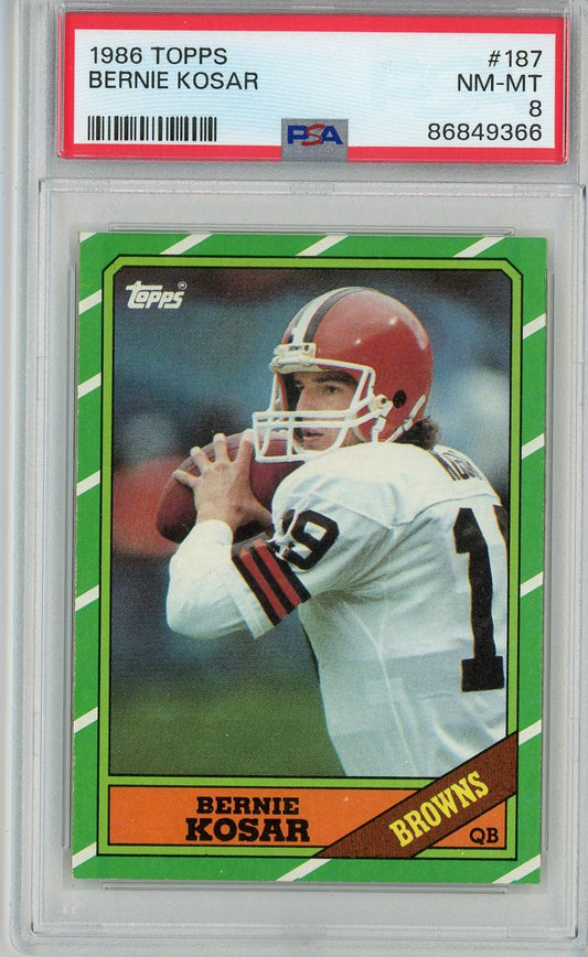 Graded 1986 Topps Bernie Kosar #187 Rookie RC Football Card PSA 8 NM-MT