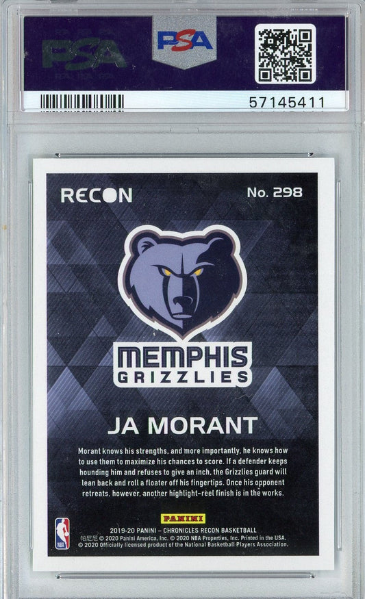 Graded 2019 Panini Chronicles Ja Morant #298 Green Rookie RC Basketball Card PSA 10 Gem Mint