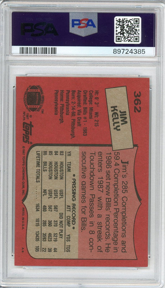 Graded 1987 Topps Jim Kelly #362 Rookie RC Football Card PSA 9 Mint