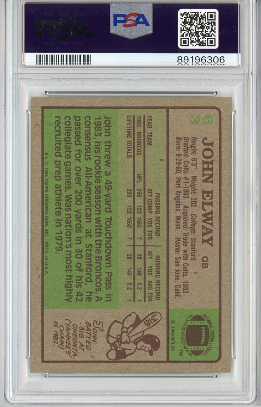 Graded 1984 Topps John Elway #63 Rookie RC Football Card PSA 7 Near Mint