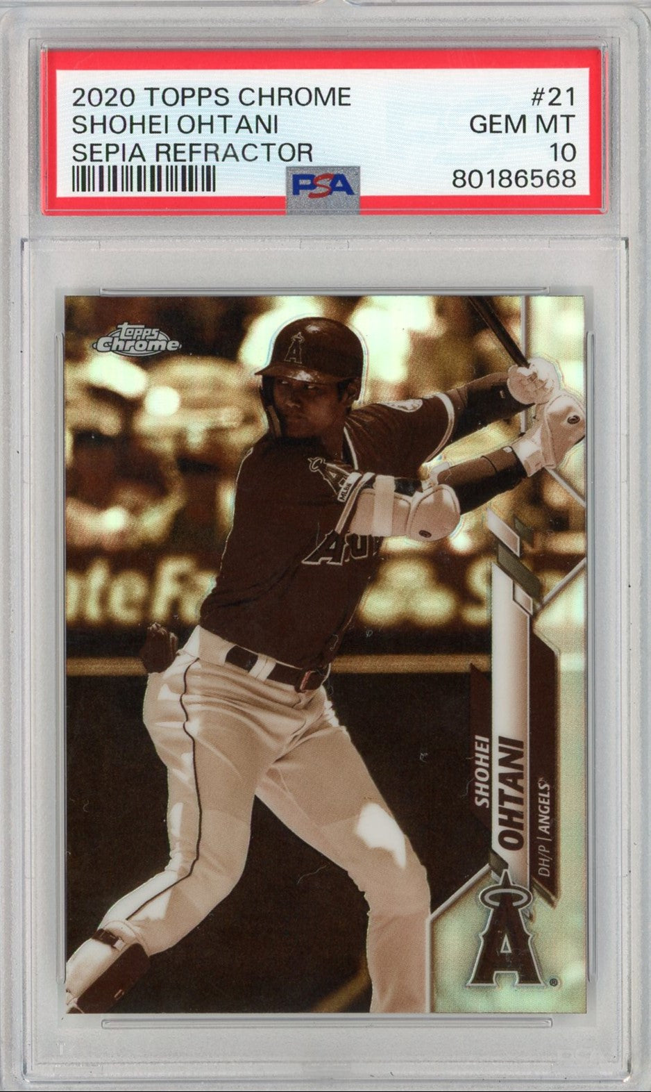 Graded 2020 Topps Chrome Shohei Ohtani #21 Sepia Refractor Baseball Card PSA 10 Gem Mint