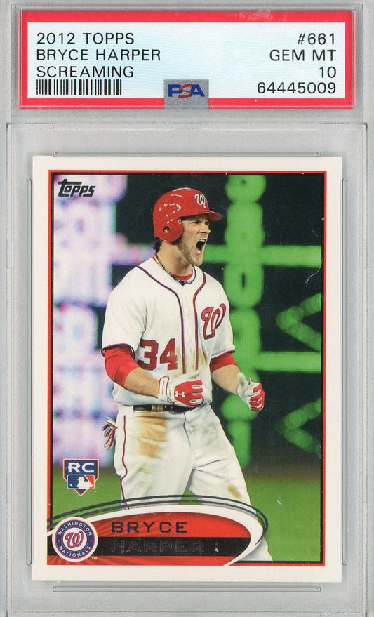 Graded 2012 Topps Bryce Harper #661 Screaming Rookie RC Baseball Card PSA 10 Gem Mint