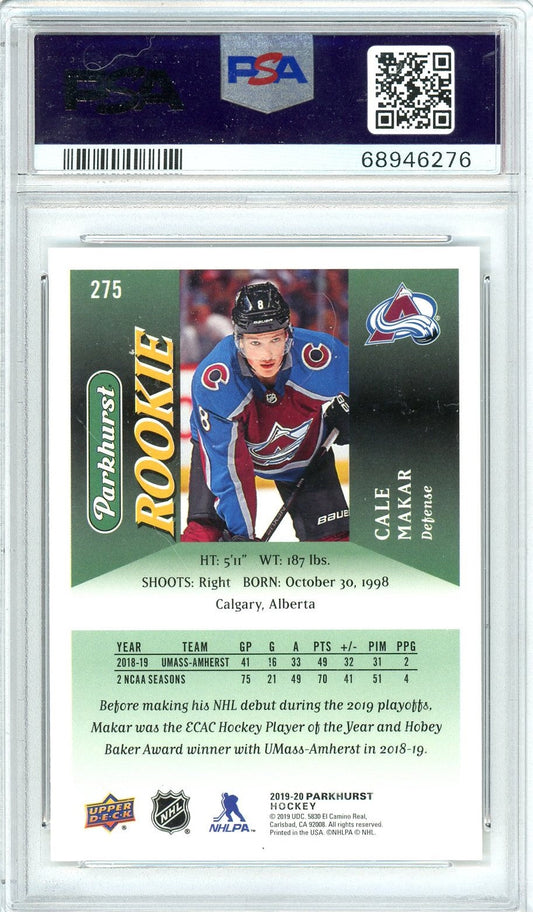 Graded 2019 Upper Deck Parkhurst Cale Makar #275 Rookie RC Hockey Card PSA 10 Gem Mint