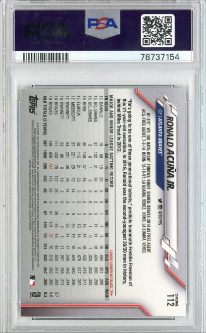 Graded 2020 Topps Chrome Ronald Acuna Jr. #112 Baseball Card PSA 10 Gem Mint