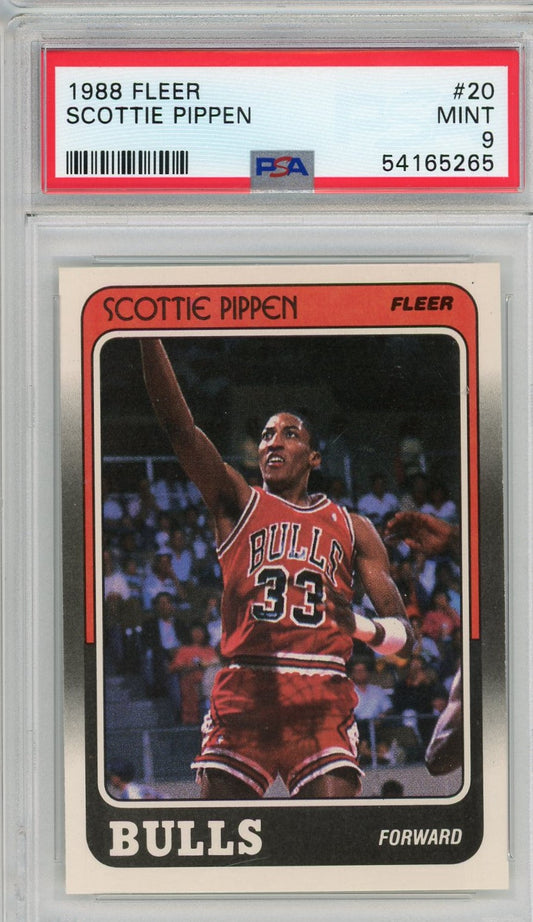 Graded 1988 Fleer Scottie Pippen #20 Rookie RC Basketball Card PSA 9 Mint