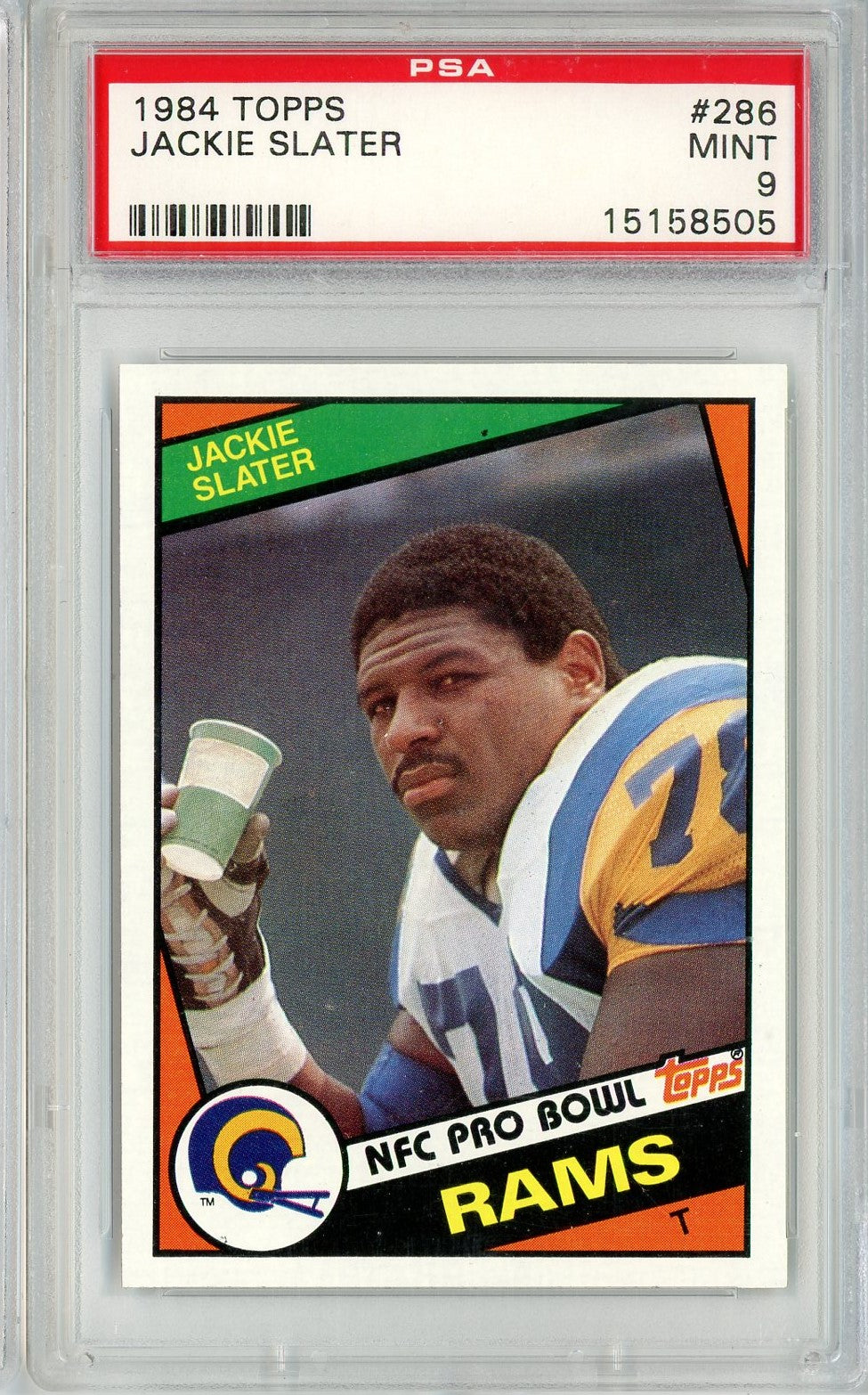 Graded 1984 Topps Jackie Slater #286 Rookie RC Football Card PSA 9 Mint