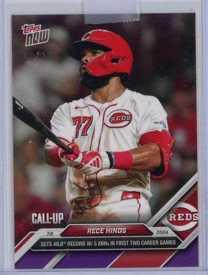 2024 Topps Now Rece Hinds #405 Purple #/25 Rookie RC Baseball Card