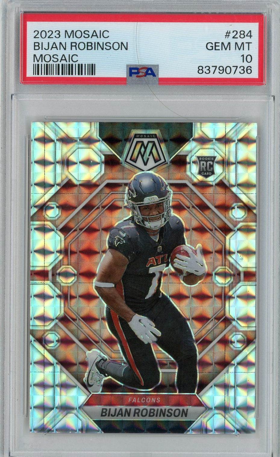 Graded 2023 Panini Mosaic Bijan Robinson #284 Mosaic Rookie RC Football Card PSA 10 Gem Mint
