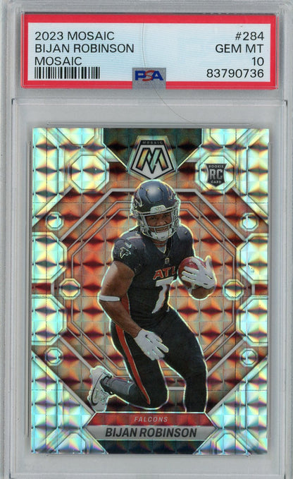 Graded 2023 Panini Mosaic Bijan Robinson #284 Mosaic Rookie RC Football Card PSA 10 Gem Mint