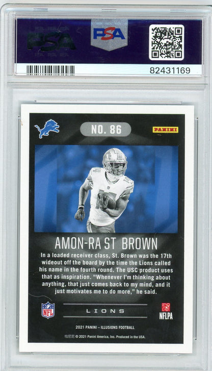 Graded 2021 Panini Illusions Amon-Ra St. Brown #86 Retail Rookie RC Football Card PSA 10 Gem Mint