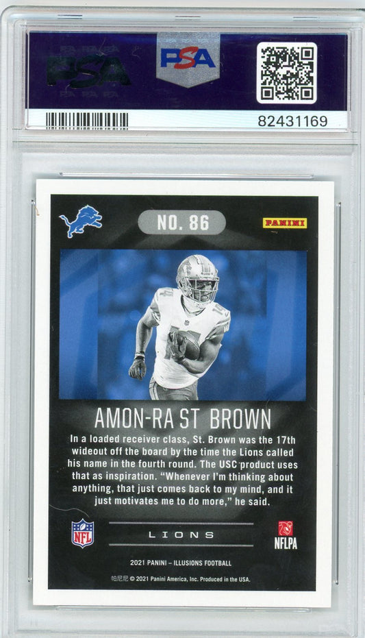 Graded 2021 Panini Illusions Amon-Ra St. Brown #86 Retail Rookie RC Football Card PSA 10 Gem Mint