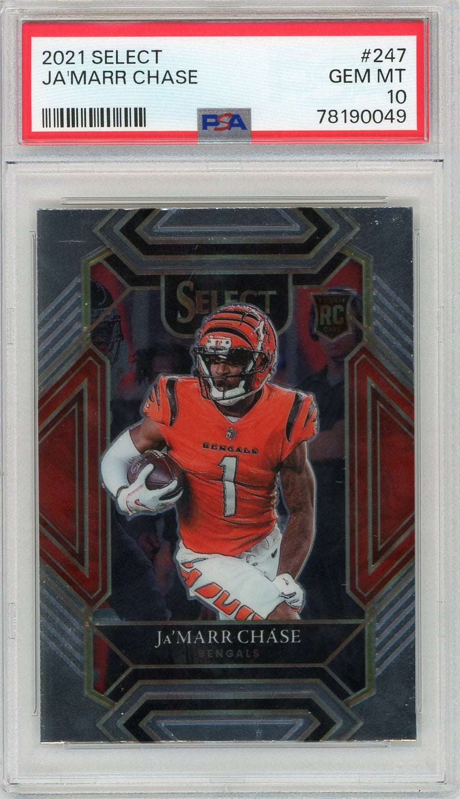 Graded 2021 Panini Select Ja'Marr Chase #247 Rookie RC Football Card PSA 10 Gem Mint