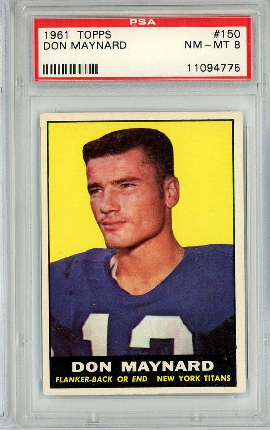 Graded 1961 Topps Don Maynard #150 Rookie RC Football Card PSA 8 NM-MT