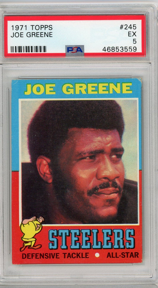 Graded 1971 Topps Joe Greene #245 Rookie RC Football Card PSA 5 Excellent