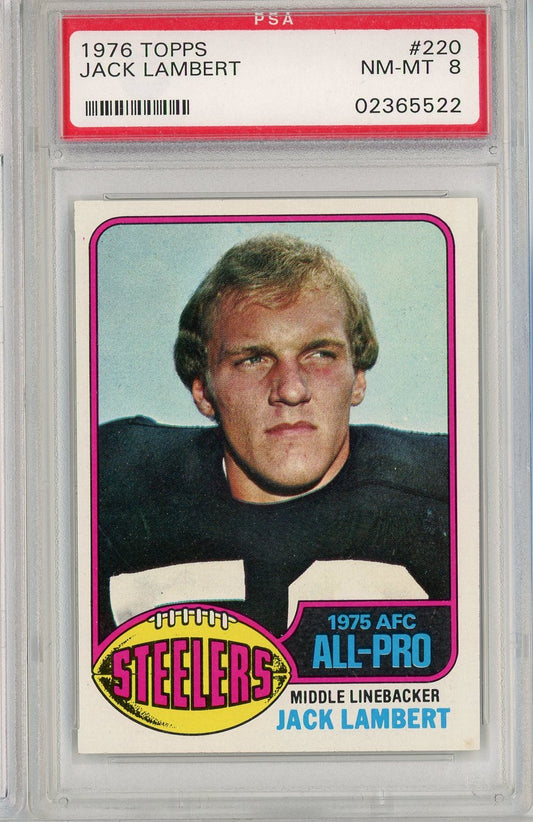 Graded 1976 Topps Jack Lambert #220 Rookie RC Football Card PSA 8 NM-MT