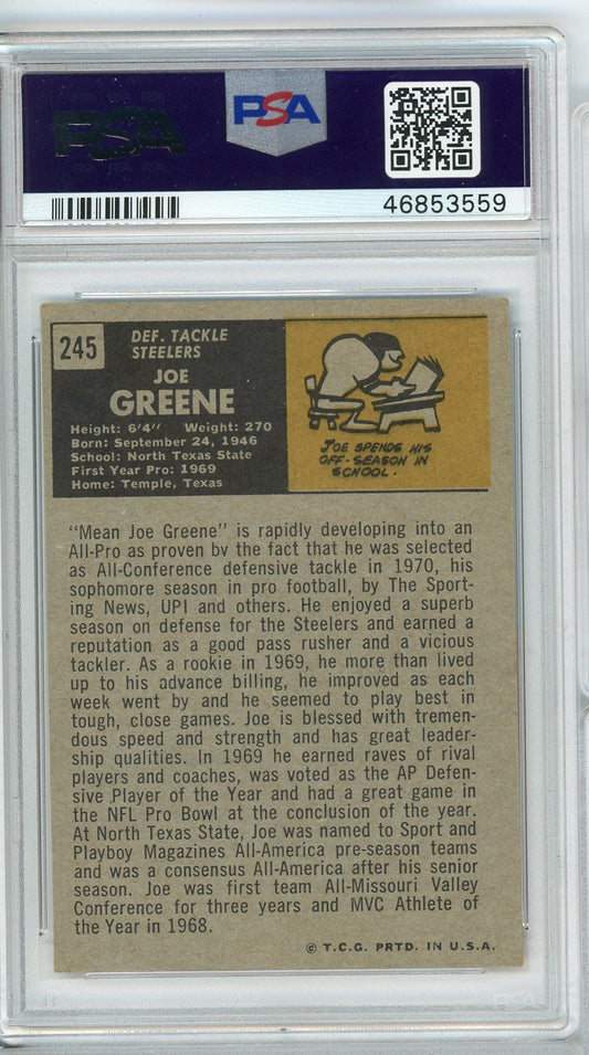 Graded 1971 Topps Joe Greene #245 Rookie RC Football Card PSA 5 Excellent