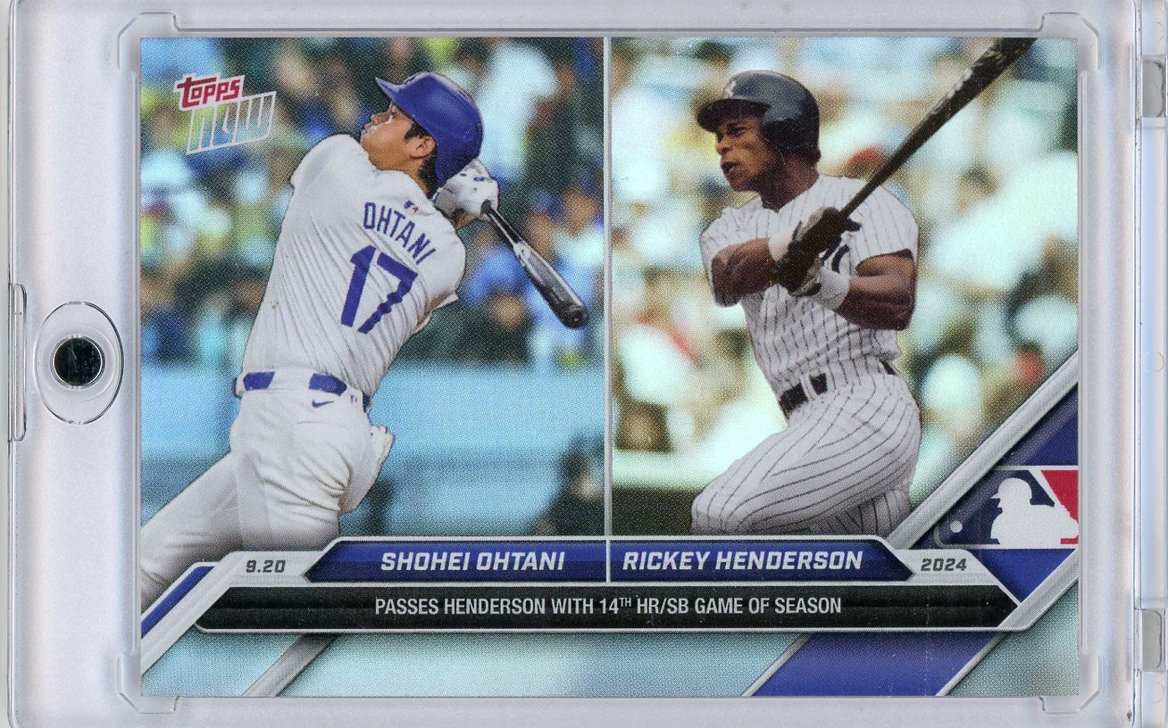 2024 Topps Now Shohei Ohtani #731SP Passes Henderson With 14th HR/SB Game Baseball Card
