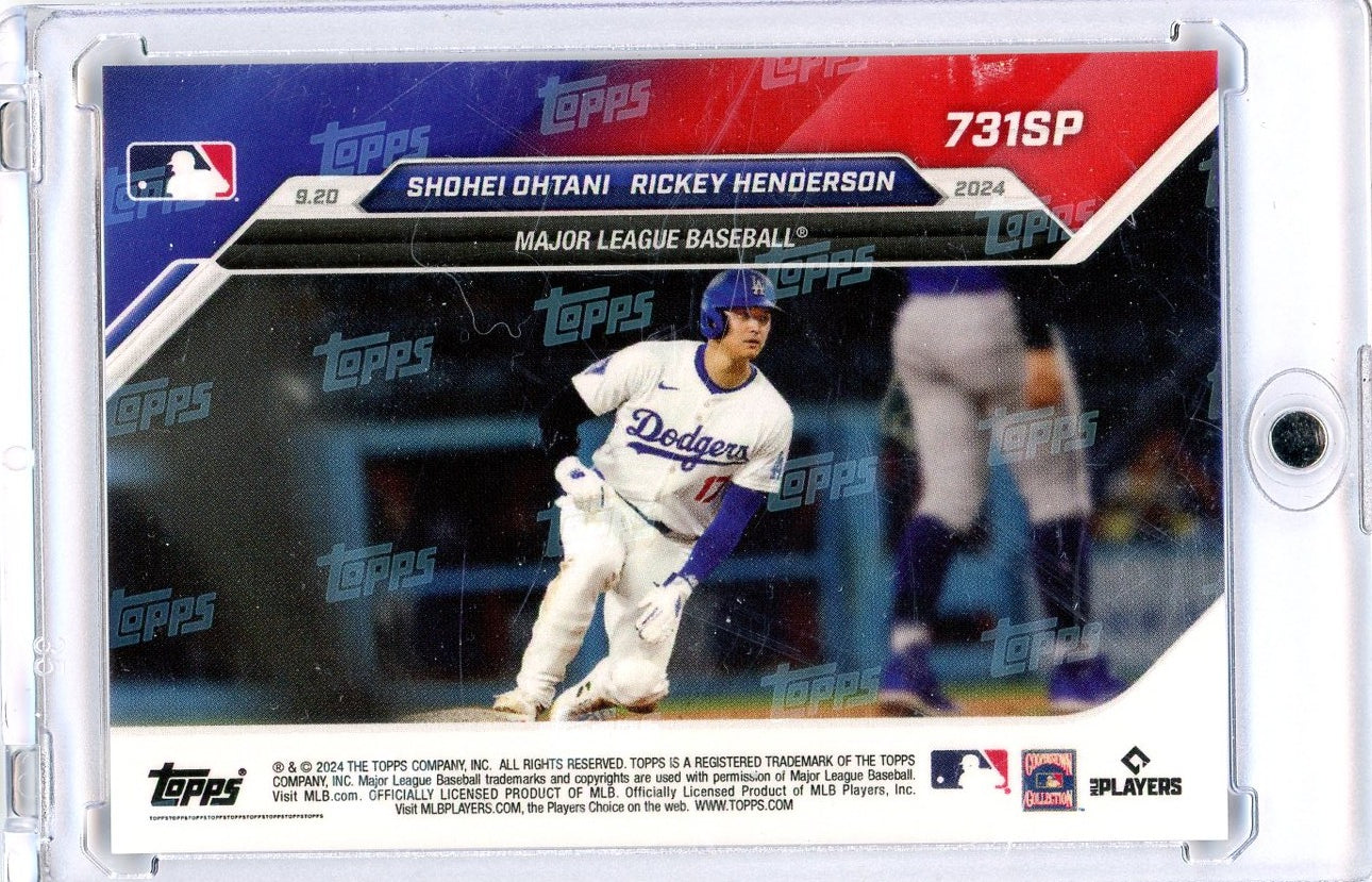 2024 Topps Now Shohei Ohtani #731SP Passes Henderson With 14th HR/SB Game Baseball Card