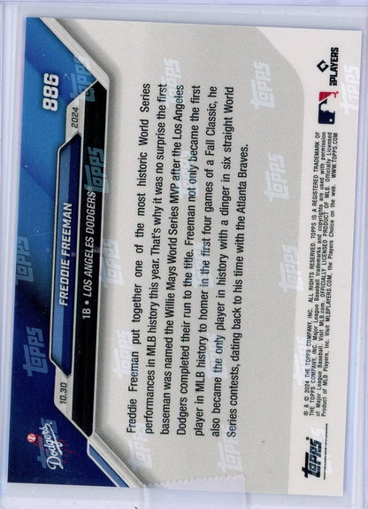 2024 Topps Now Freddie Freeman #886 Blue #/49 Los Angeles Dodgers Baseball Card