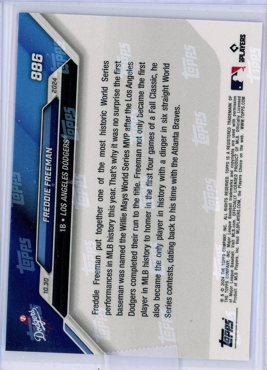 2024 Topps Now Freddie Freeman #886 Blue #/49 Los Angeles Dodgers Baseball Card
