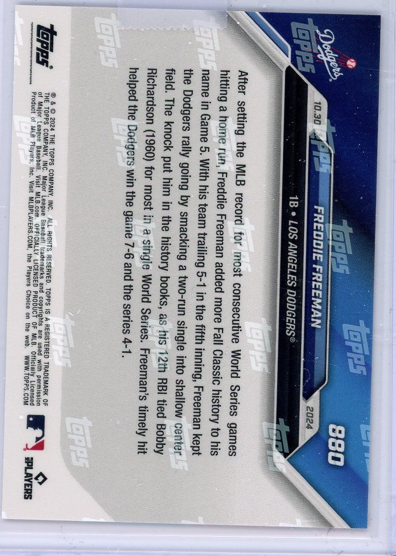 2024 Topps Now Freddie Freeman #880 Red #/10 Los Angeles Dodgers Baseball Card