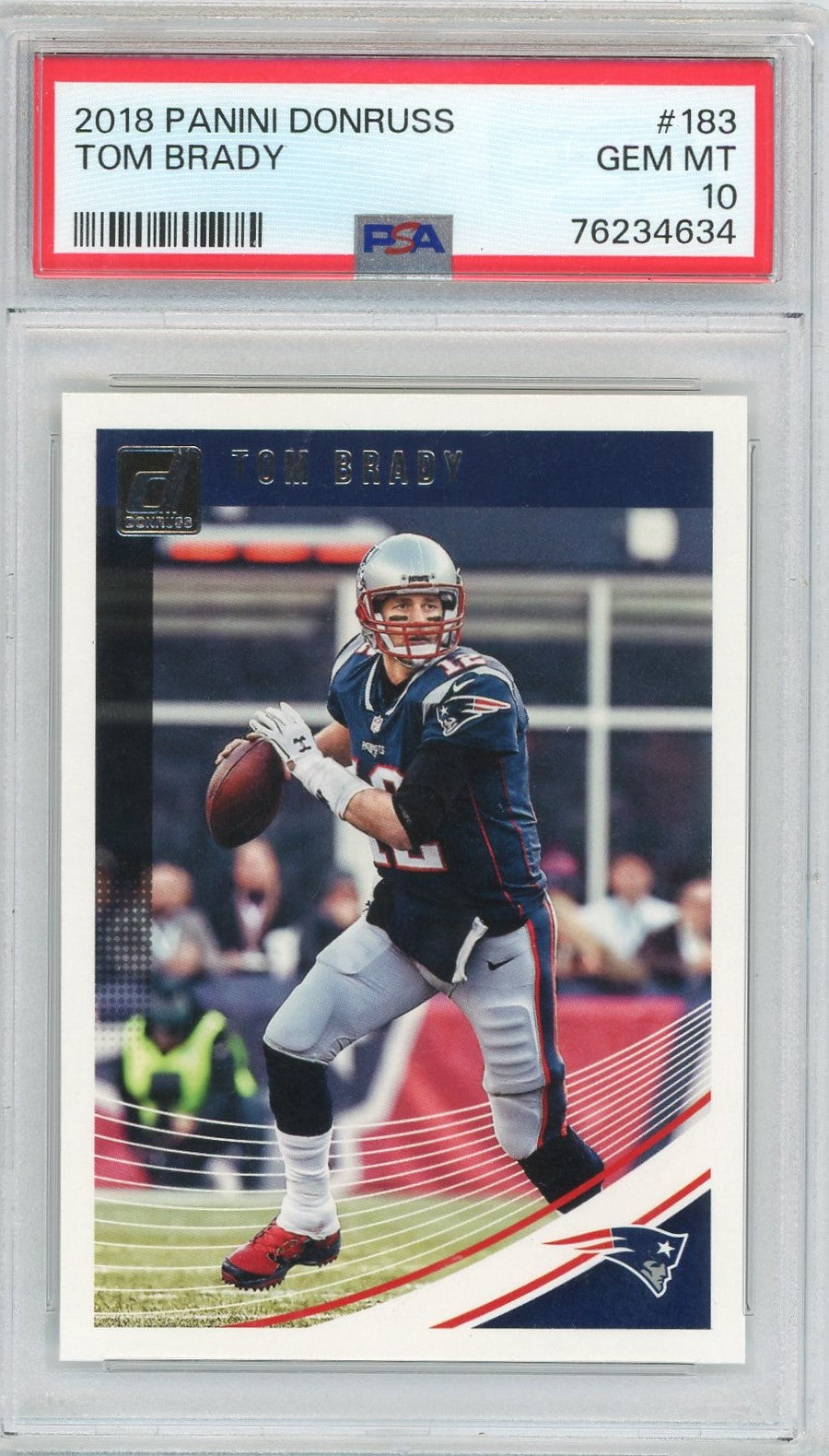 Graded 2018 Panini Donruss Tom Brady #183 Football Card PSA 10 Gem Mint