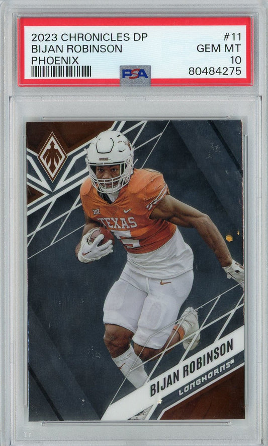 Graded 2023 Panini Chronicles DP Bijan Robinson #11 Phoenix Rookie RC Football Card PSA 10 Gem Mint