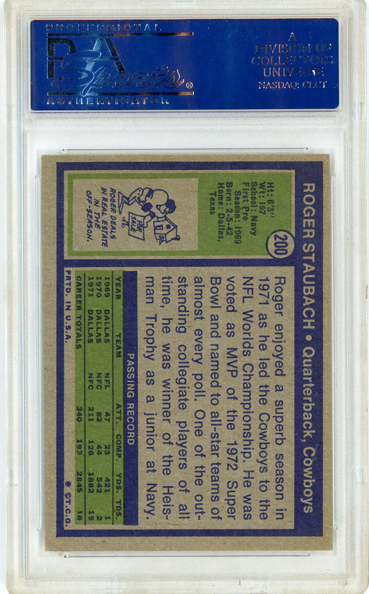 Graded 1972 Topps Roger Staubach #200 Rookie RC Football Card PSA 5 Excellent