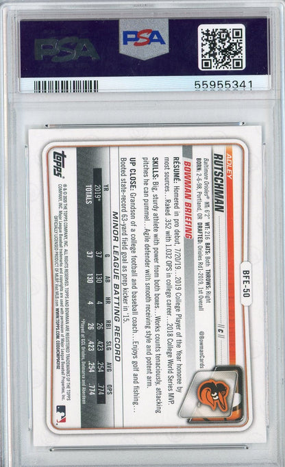 Graded 2020 Bowman 1st Ed Adley Rutschman #BFE50 Rookie RC Baseball Card PSA 10 Gem Mint
