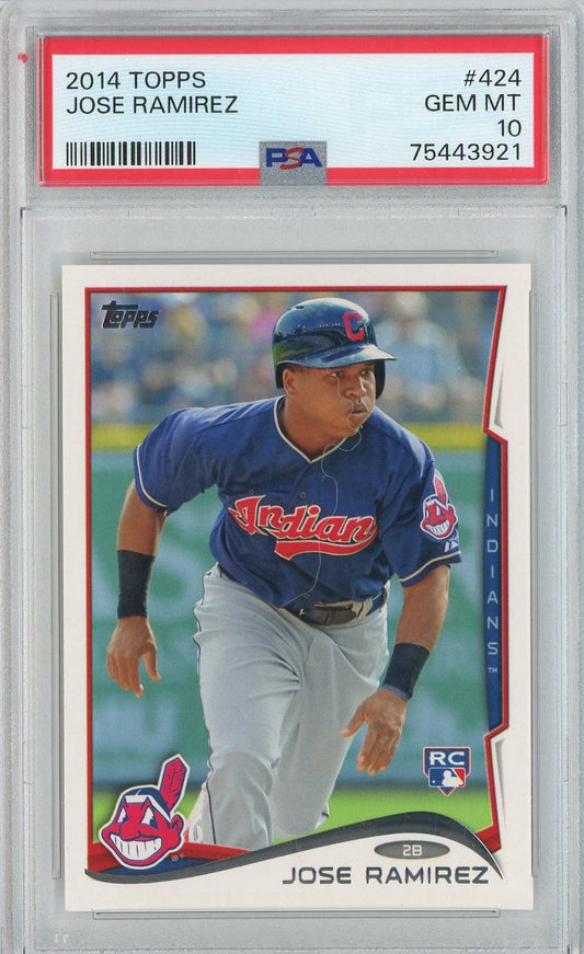 Graded 2014 Topps Jose Ramirez #424 Rookie RC Baseball Card PSA 10 Gem Mint