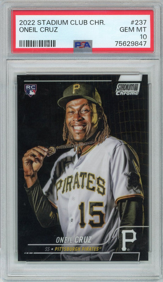 Graded 2022 Stadium Club Chrome Oneil Cruz #237 Rookie RC Baseball Card PSA 10 Gem Mint