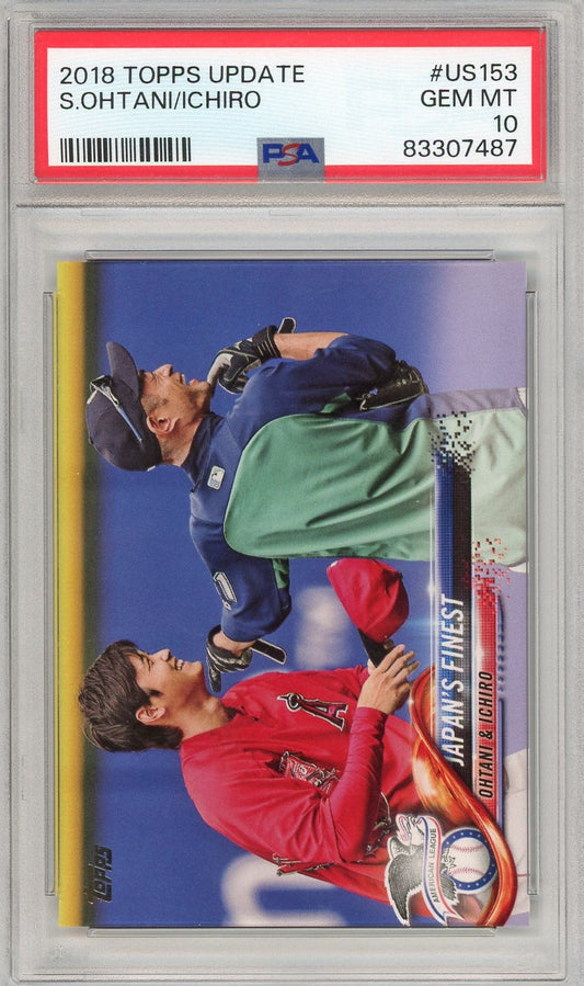 Graded 2018 Topps Update Shohei Ohtani/Ichiro Suzuki #US153 Rookie RC Baseball Card PSA 10 Gem Mint