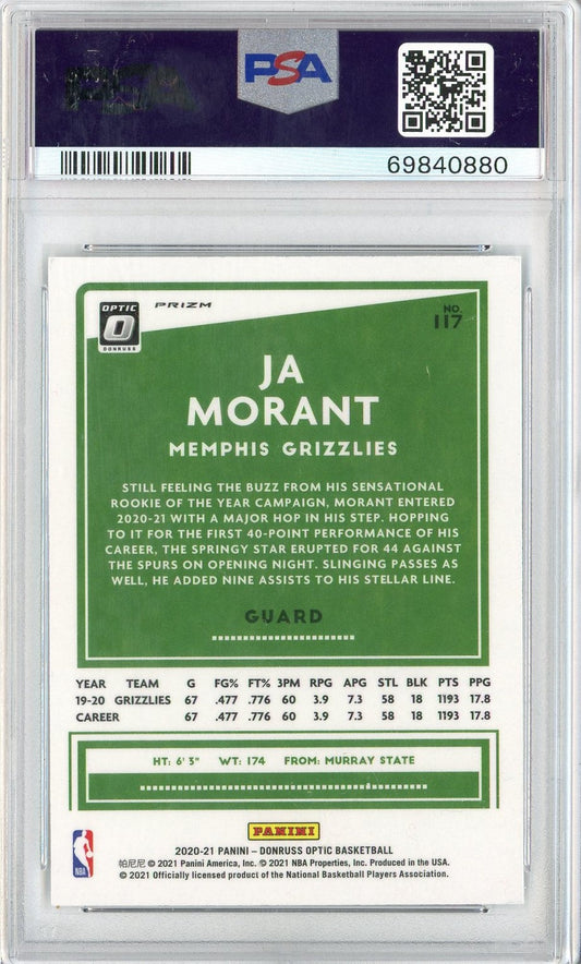 Graded 2020 Donruss Optic Ja Morant #117 Fanatics Box Set Basketball Card PSA 10 Gem Mint