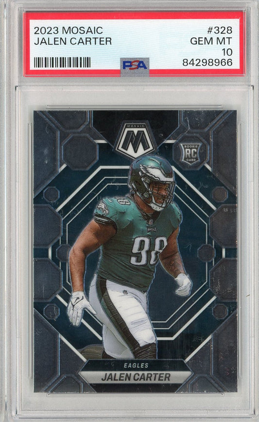 Graded 2023 Panini Mosaic Jalen Carter #328 Rookie RC Football Card PSA 10