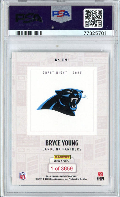 Graded 2023 Panini Instant Bryce Young #DN1 NFL Draft Night Rookie RC Football Card PSA 10 Gem Mint