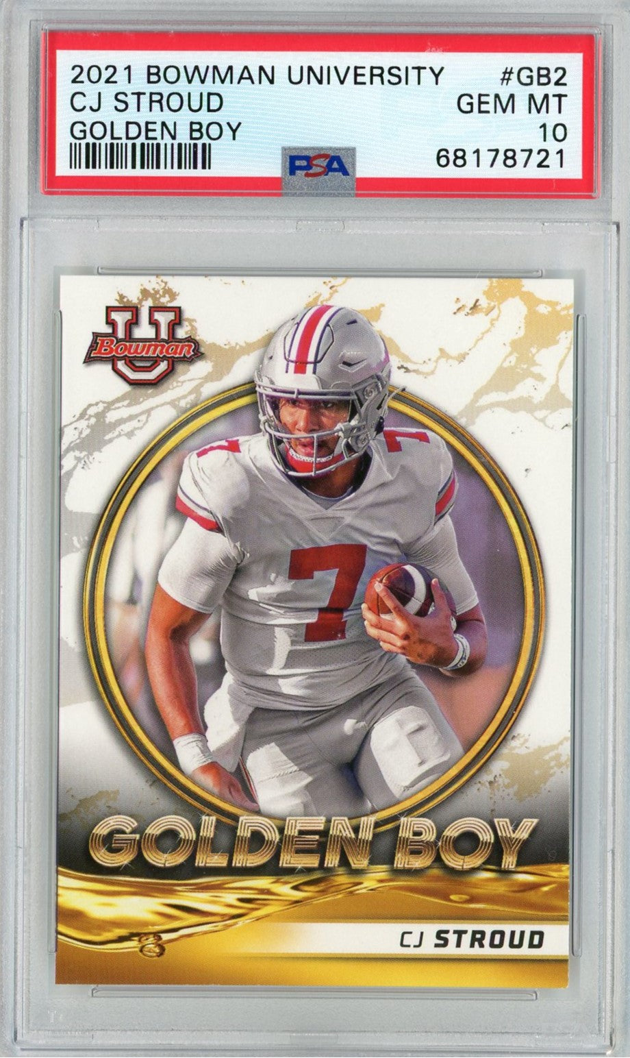 Graded 2021 Bowman University CJ Stroud #GB2 Golden Boy Rookie RC Football Card PSA 10 Gem Mint